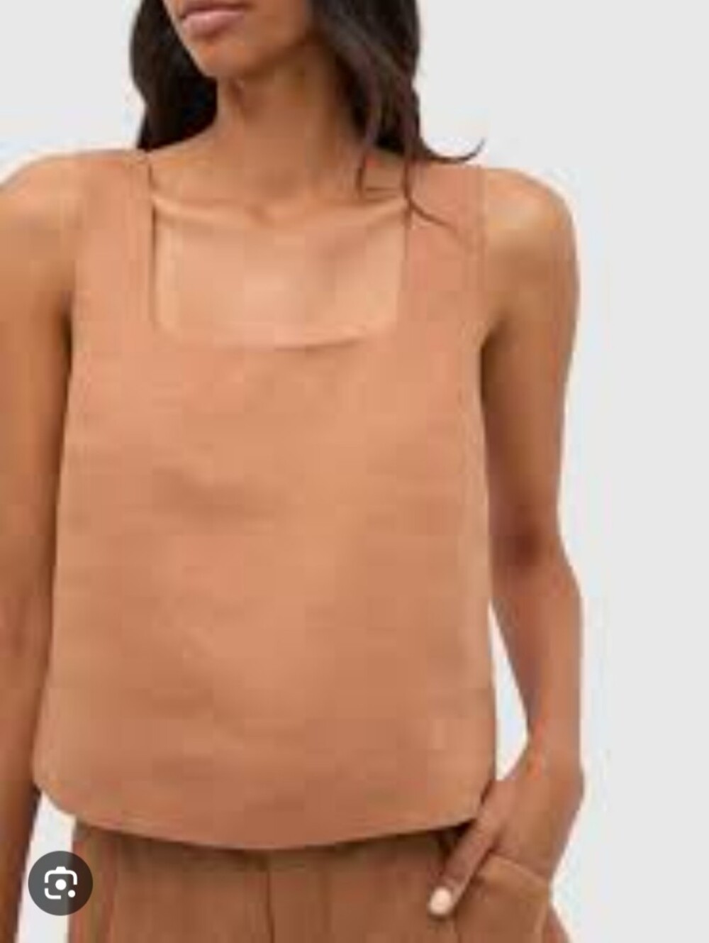 NWOT  Square Neck Linen Tank Top in Light Brown M